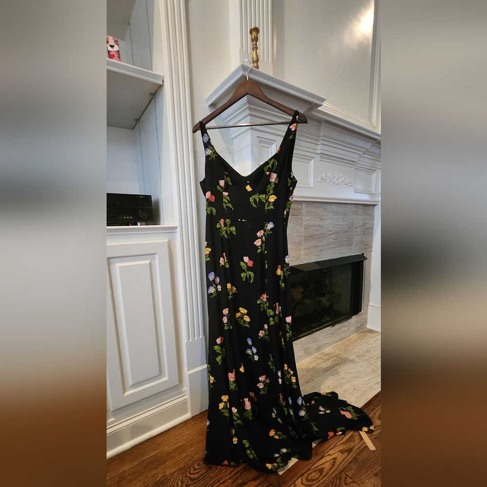 Reformation maxi  black floral dress NEW WITH TAGS